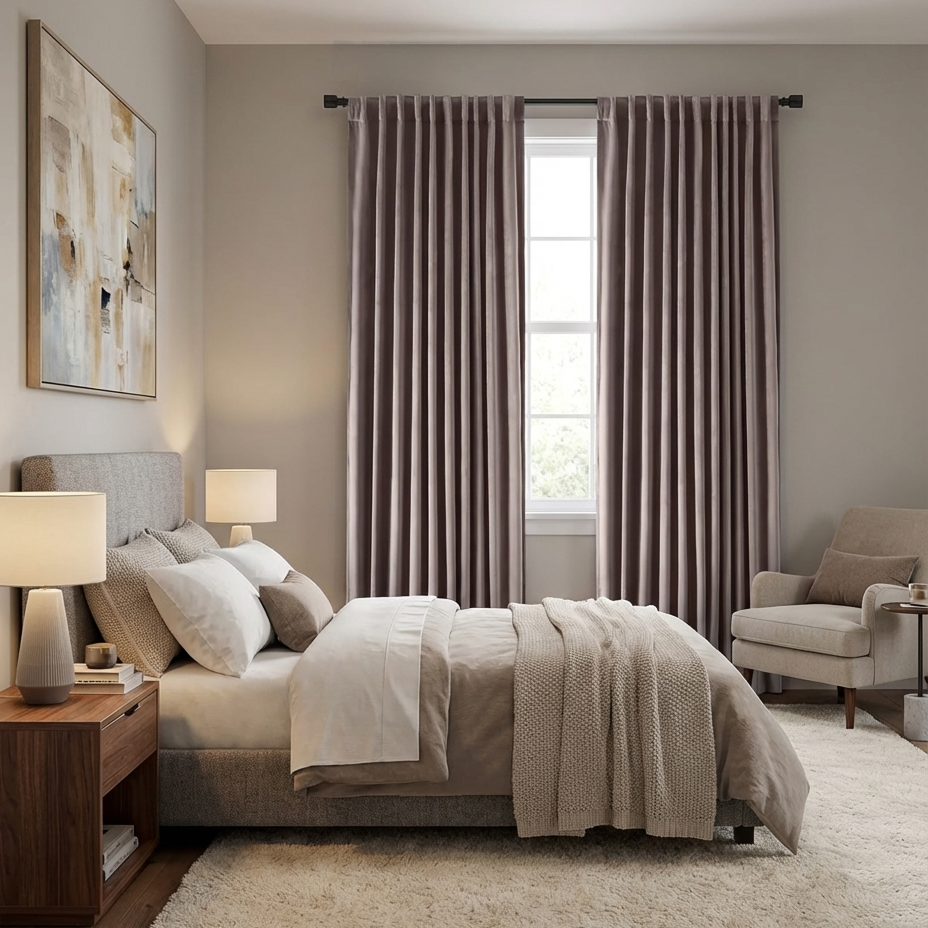 Velvet Rod Pocket w/Back Tabs Panel w/Blackout Lining