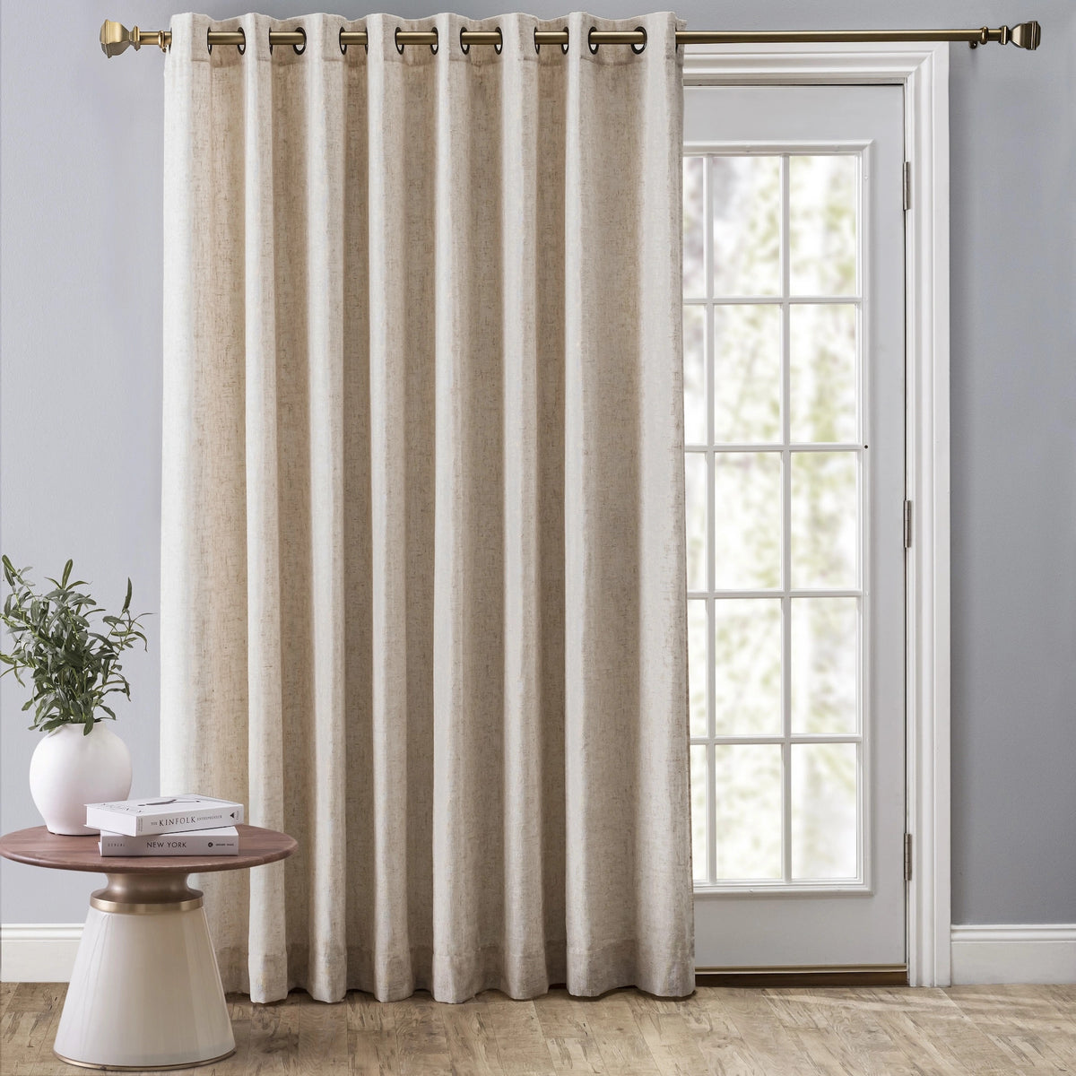 New Castle Lined Grommet Patio Panel w/Wand