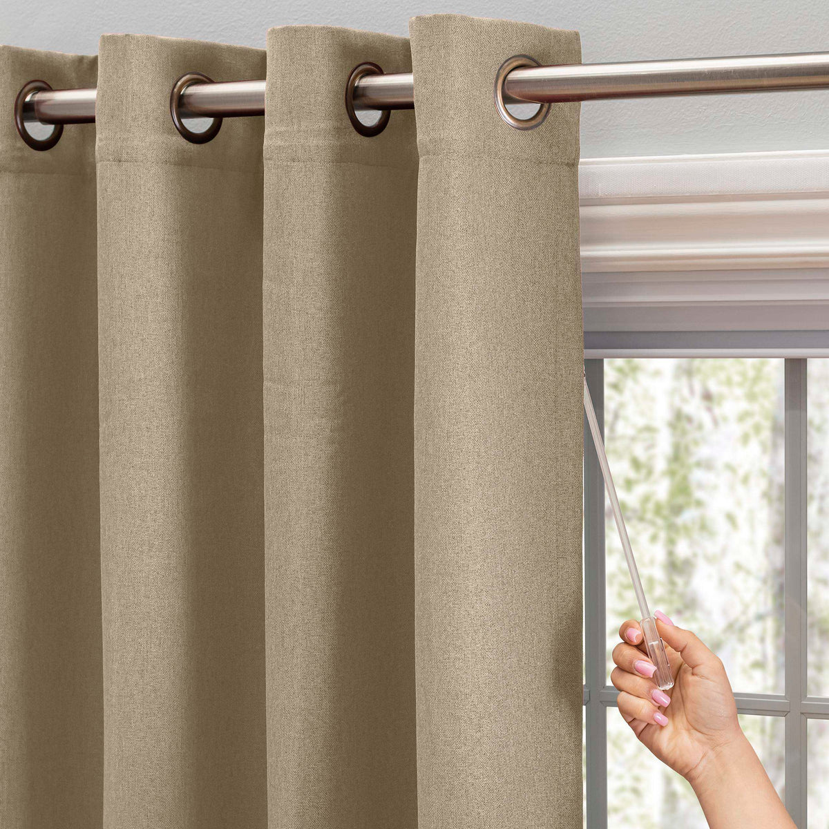 Tacoma Double Black Out Grommet Patio Panel w/Wand