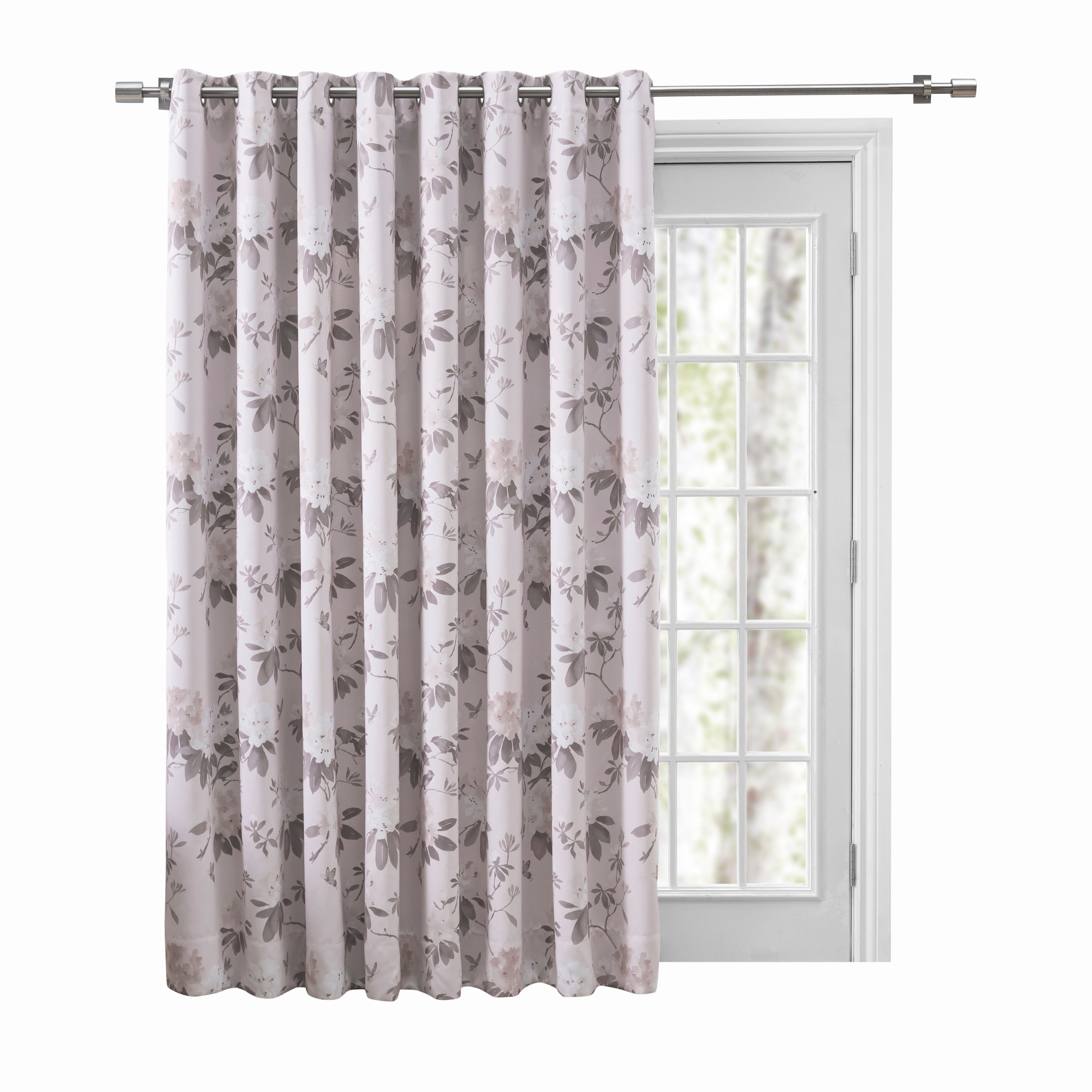 Mystic Garden Floral Blackout Grommet Patio Panel w/Wand