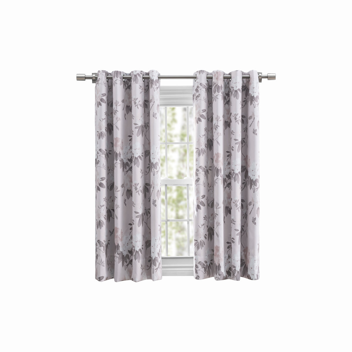 Mystic Garden Floral Blackout Grommet Panel w/Wand