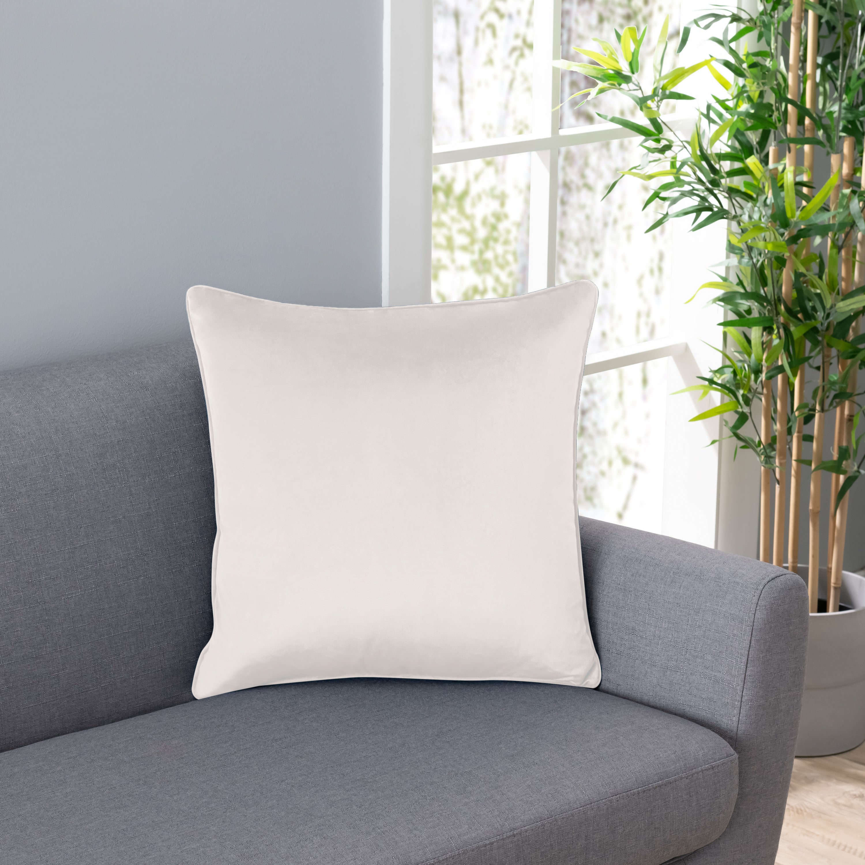 Velvet Pillow w/Piping , Premium Feather Filled & Zipper