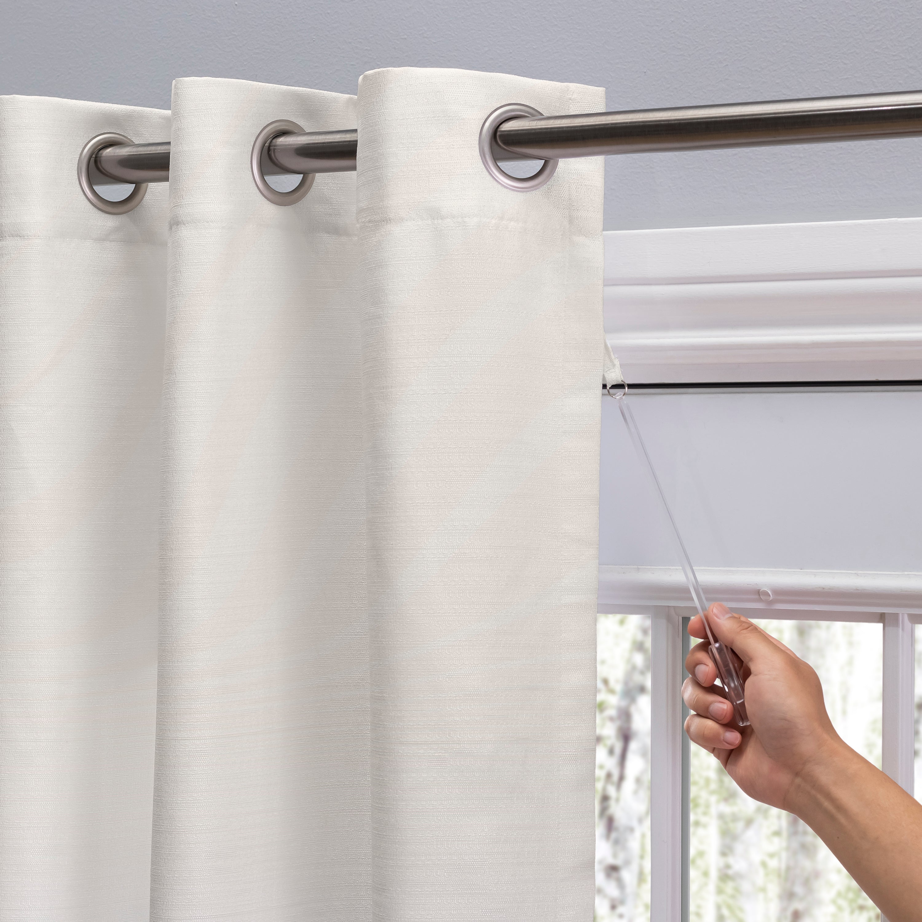 Grasscloth Lined Grommet Patio Panel w/Wand