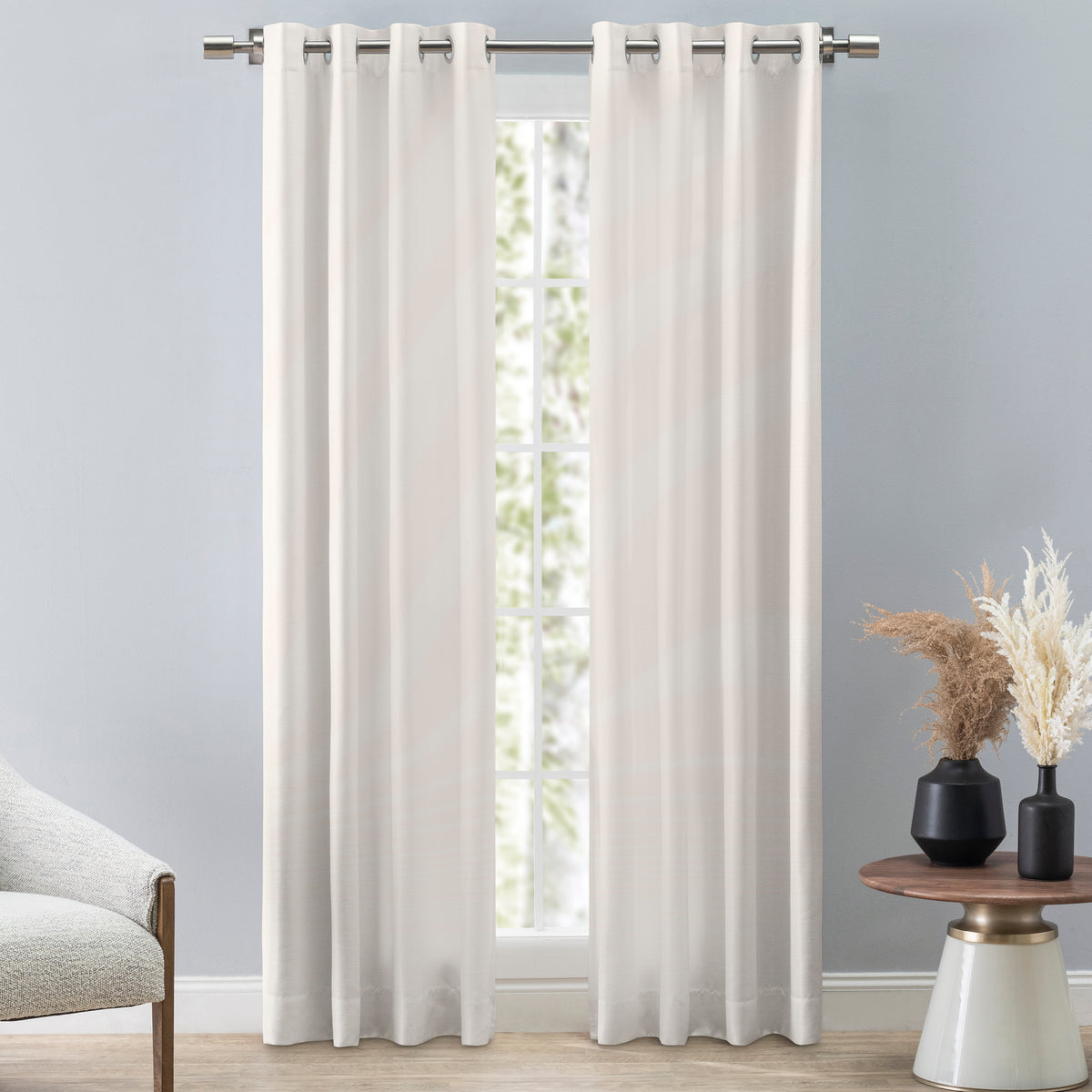Grasscloth Lined Grommet Panel w/Wand