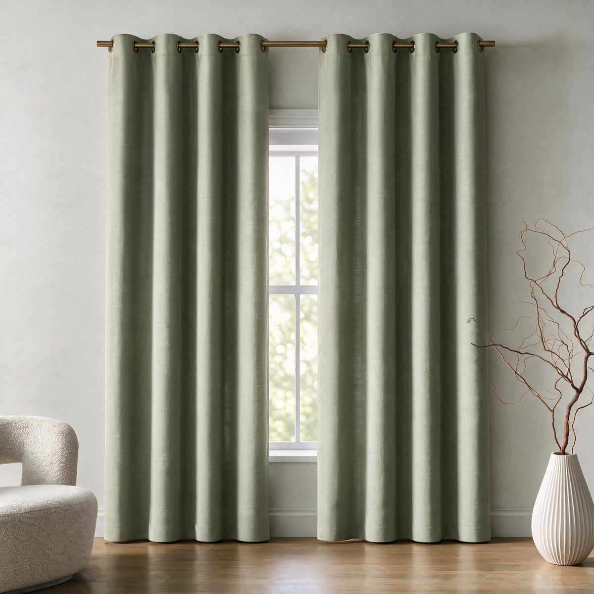 Grasscloth Lined Grommet Panel w/Wand