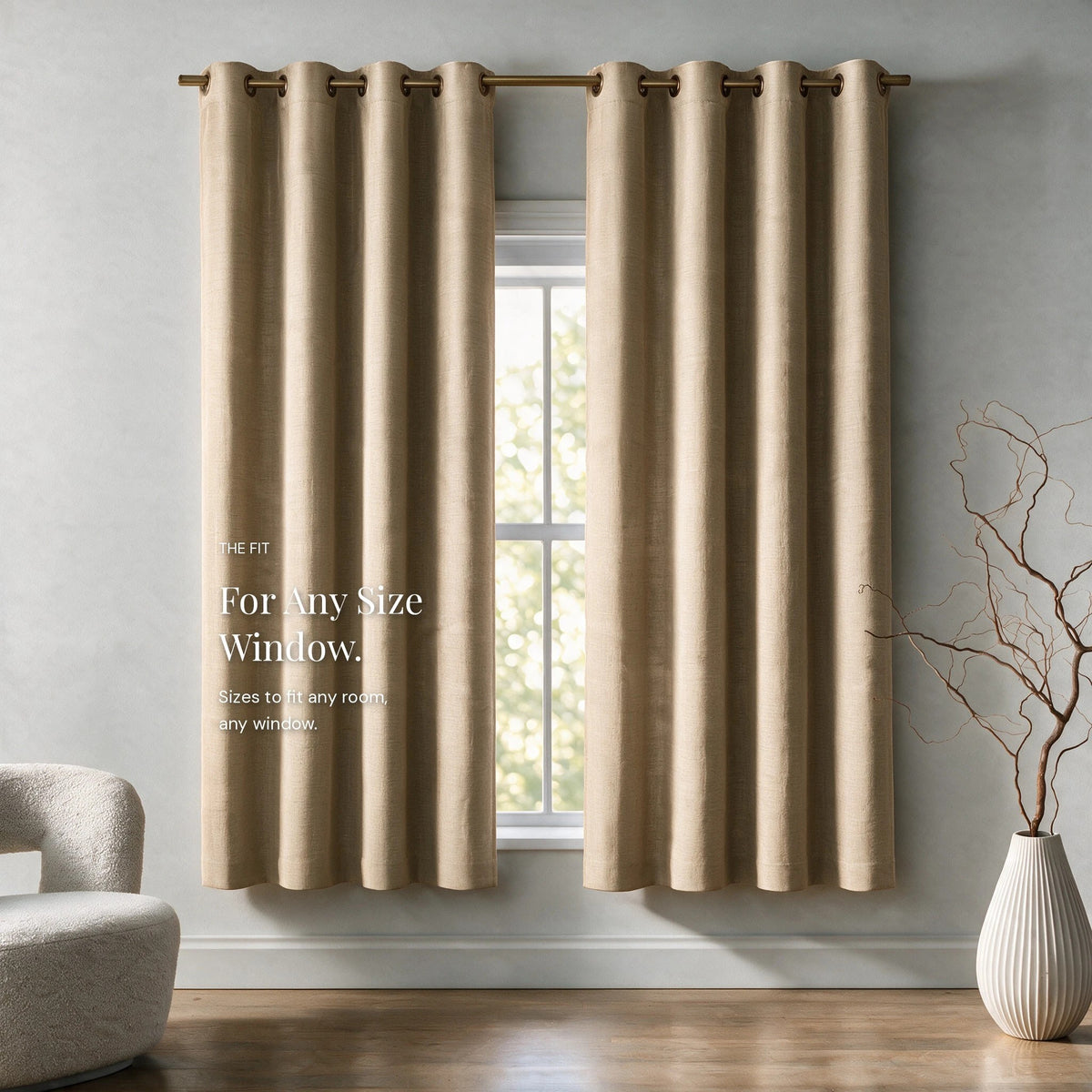 Grasscloth Lined Grommet Panel w/Wand