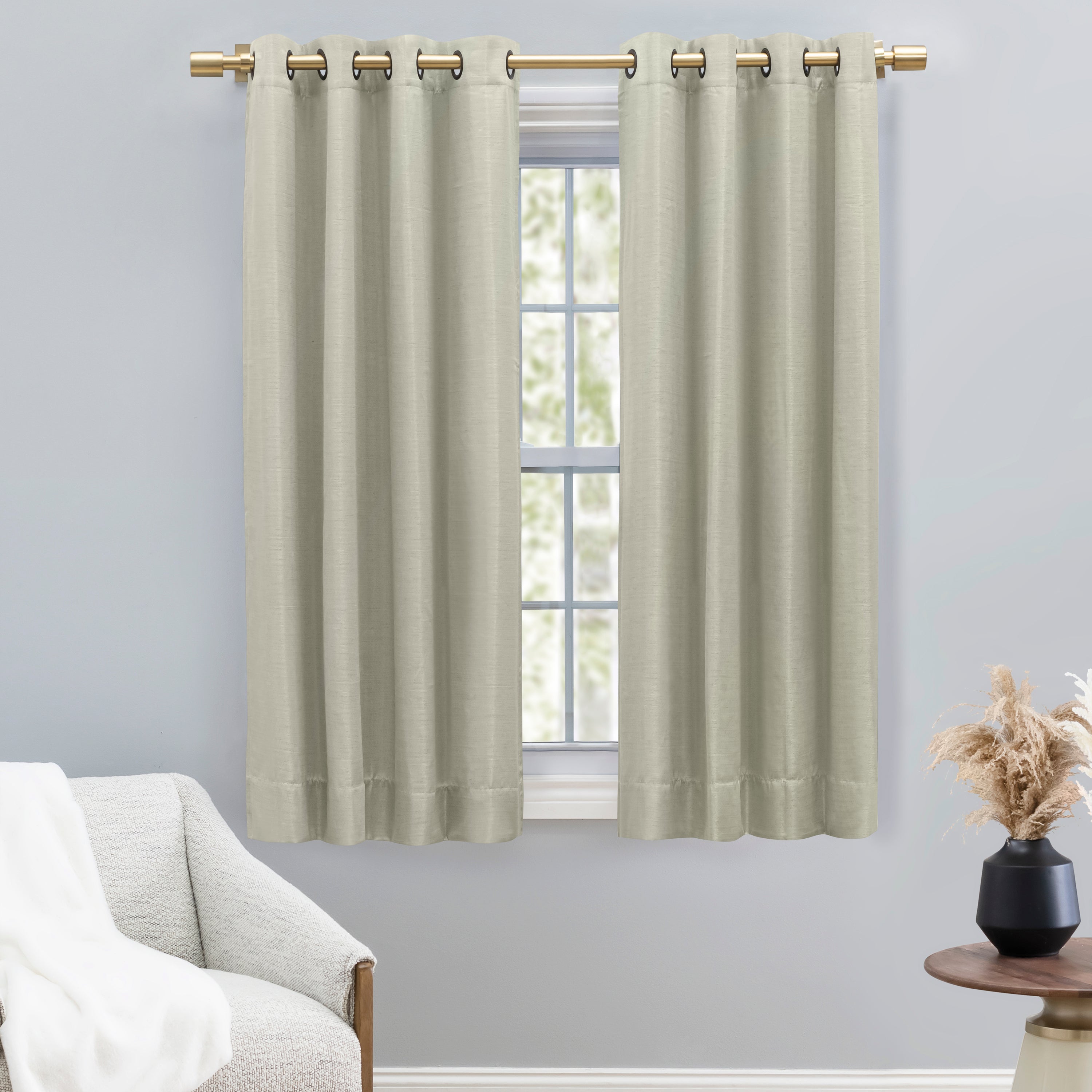 Grasscloth Lined Grommet Panel w/Wand