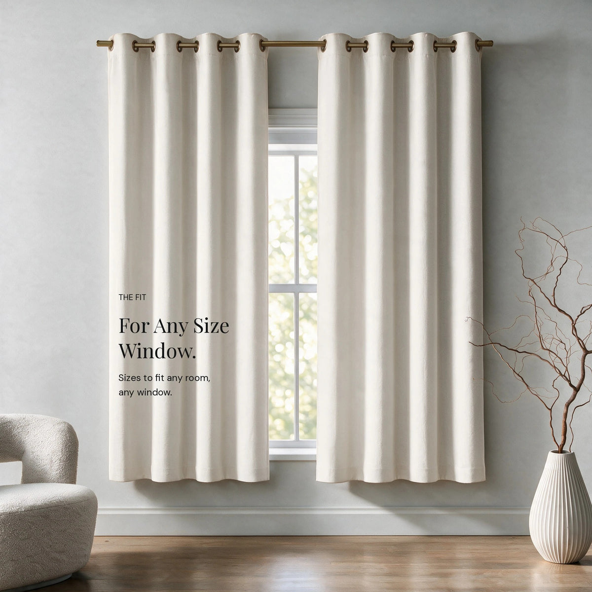Grasscloth Lined Grommet Panel w/Wand