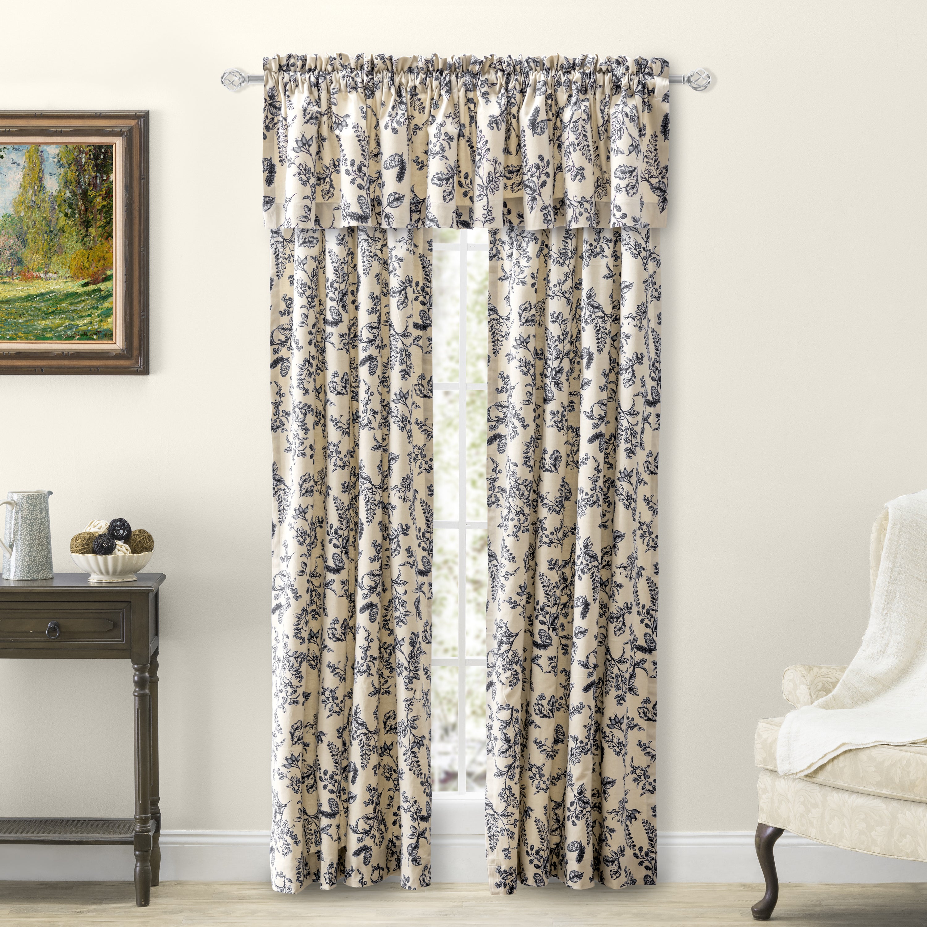 Waverly Gardens Tailored Panel Pair w/ Tie Backs