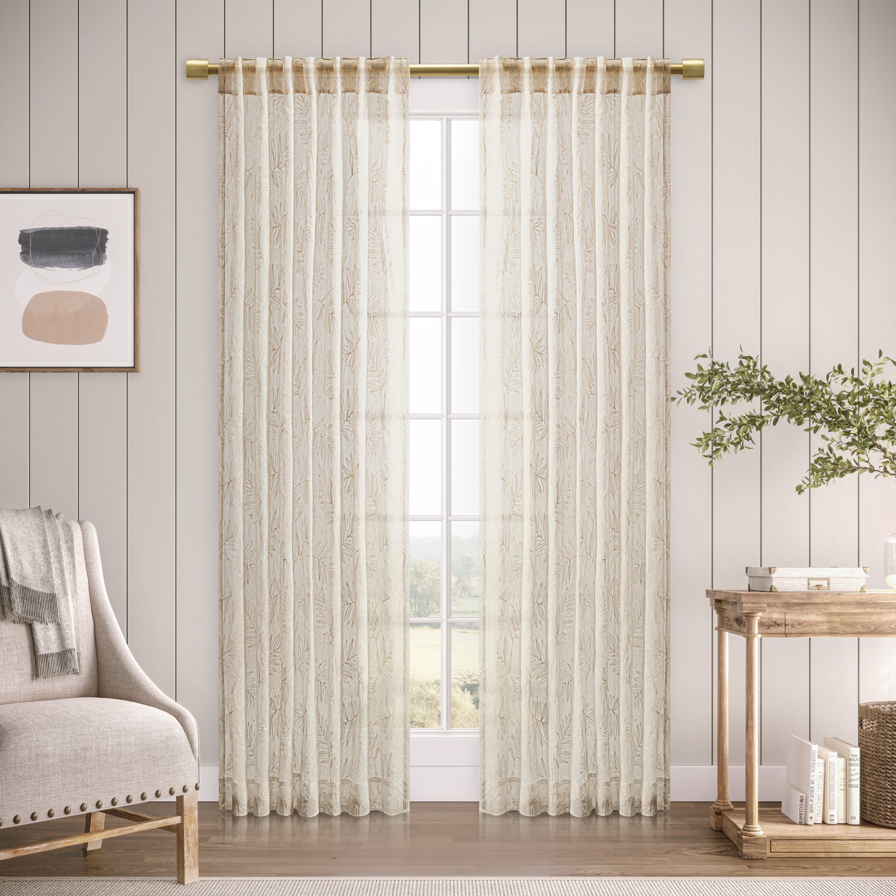 Sheer Leaf Rod Pocket w/Back Tabs Panel