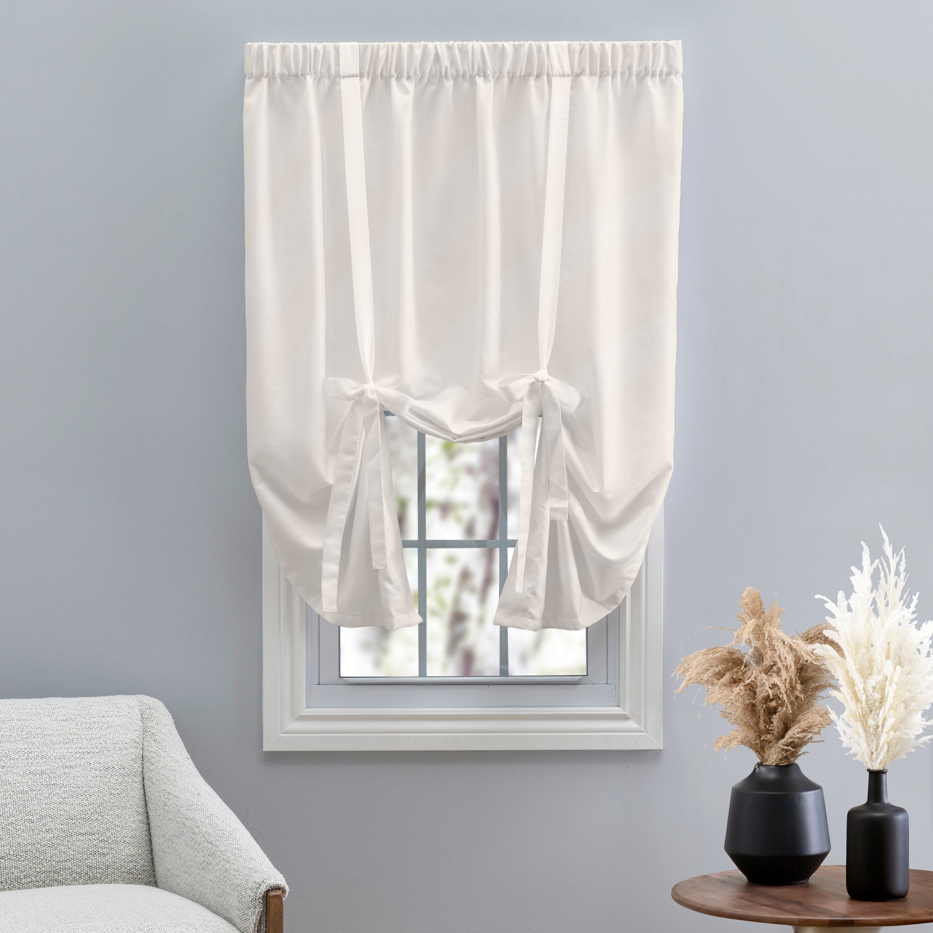 Grasscloth Lined Rod Pocket Tie-Up Panel