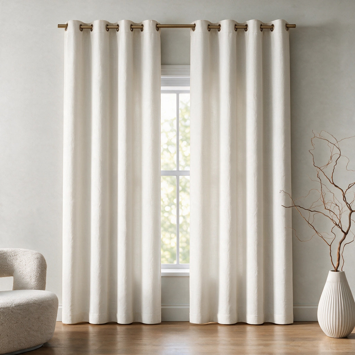 Grasscloth Lined Grommet Panel w/Wand