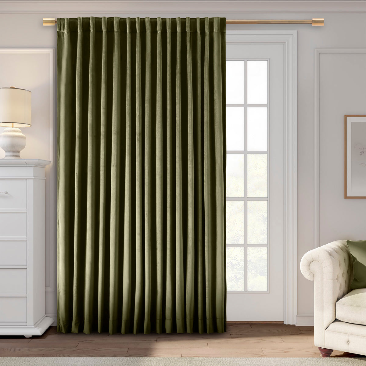 Velvet Rod Pocket w/Back Tabs Patio Panel w/Blackout Lining