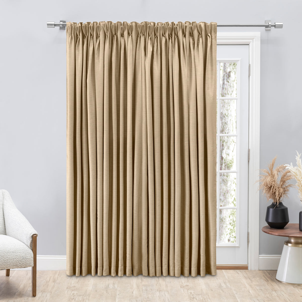 Grasscloth Lined Grommet Patio Panel w/Wand