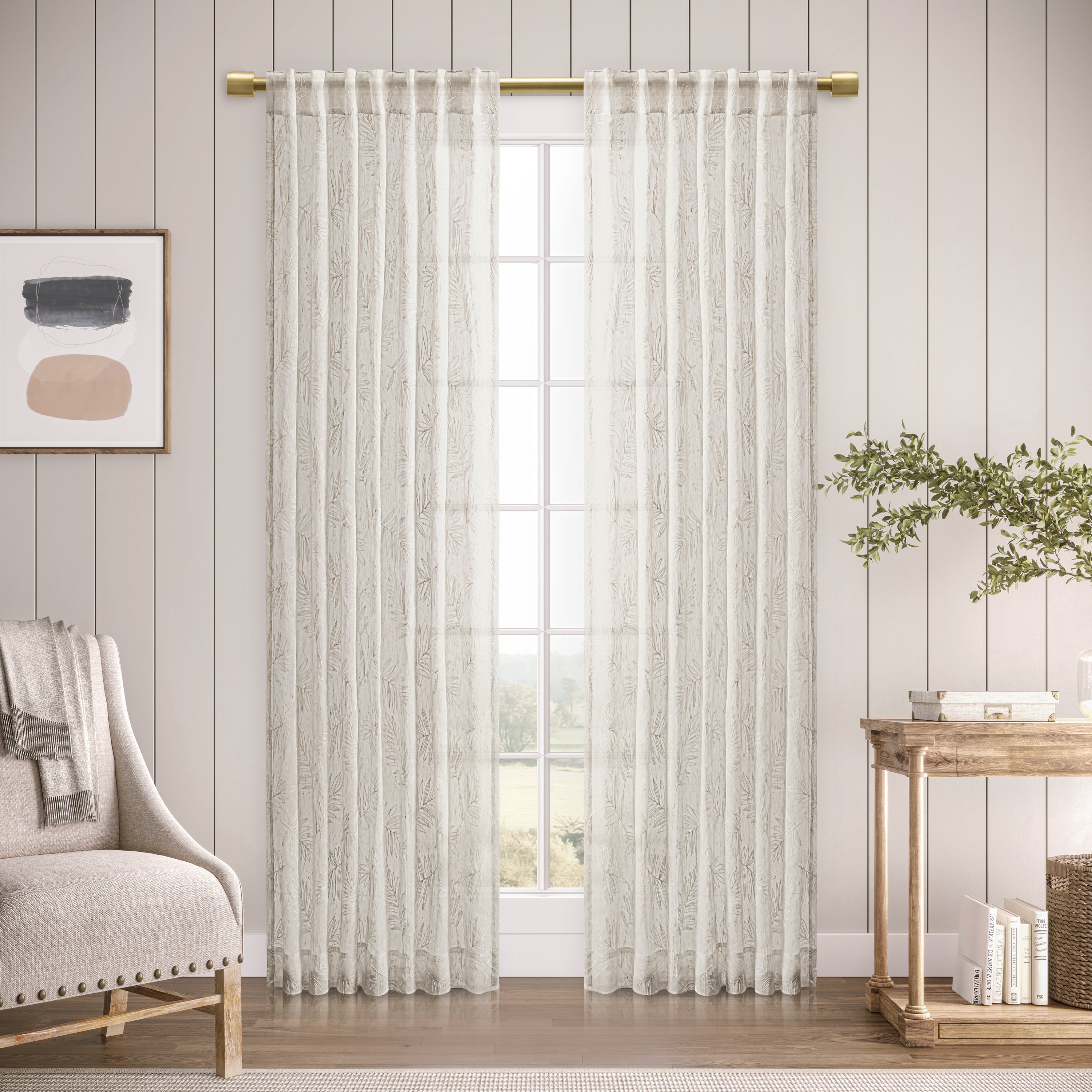 Sheer Leaf Rod Pocket w/Back Tabs Panel