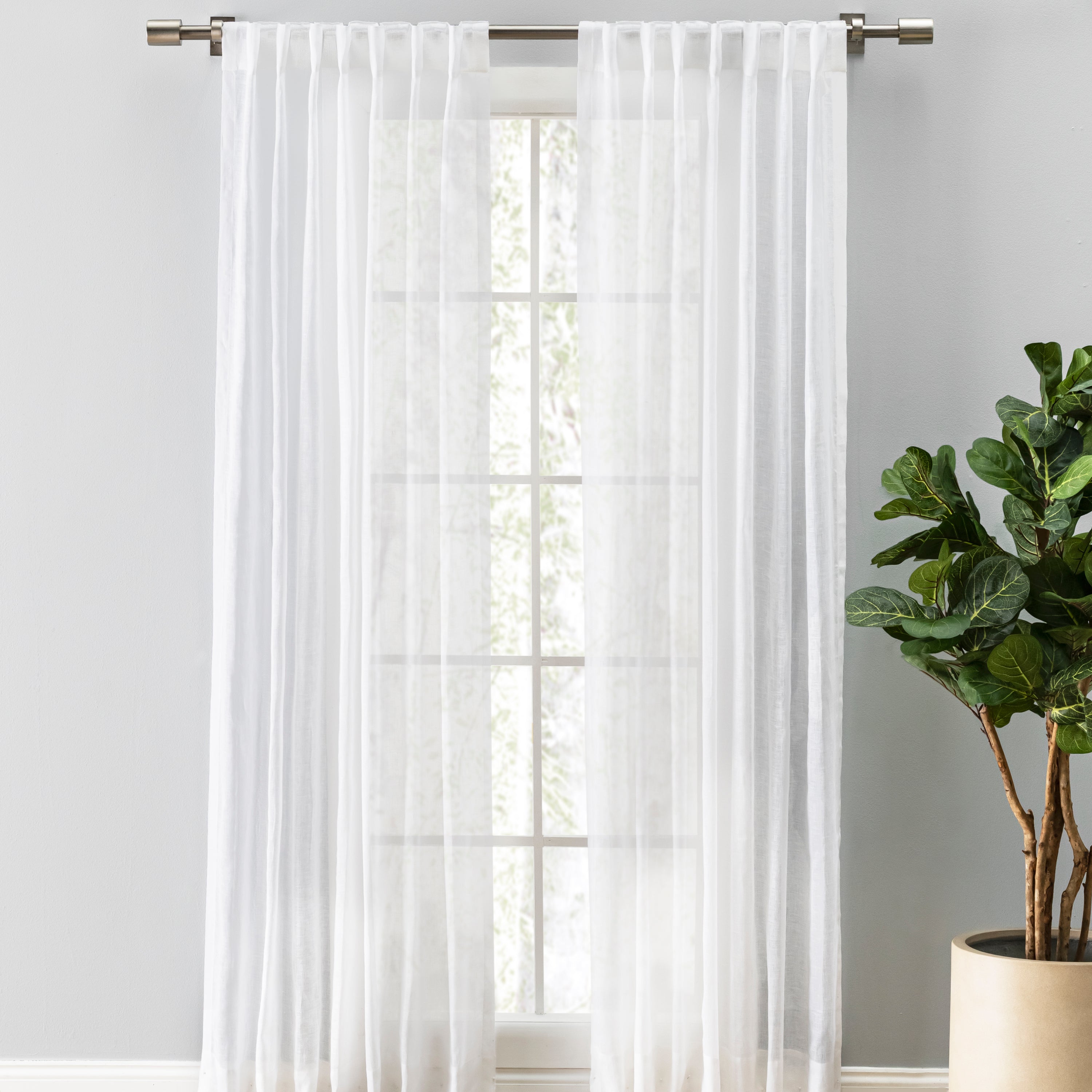 Grace Sheer Linen Rod Pocket with Back Tab Panel