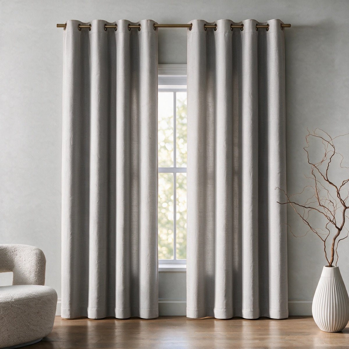 Grasscloth Lined Grommet Panel w/Wand