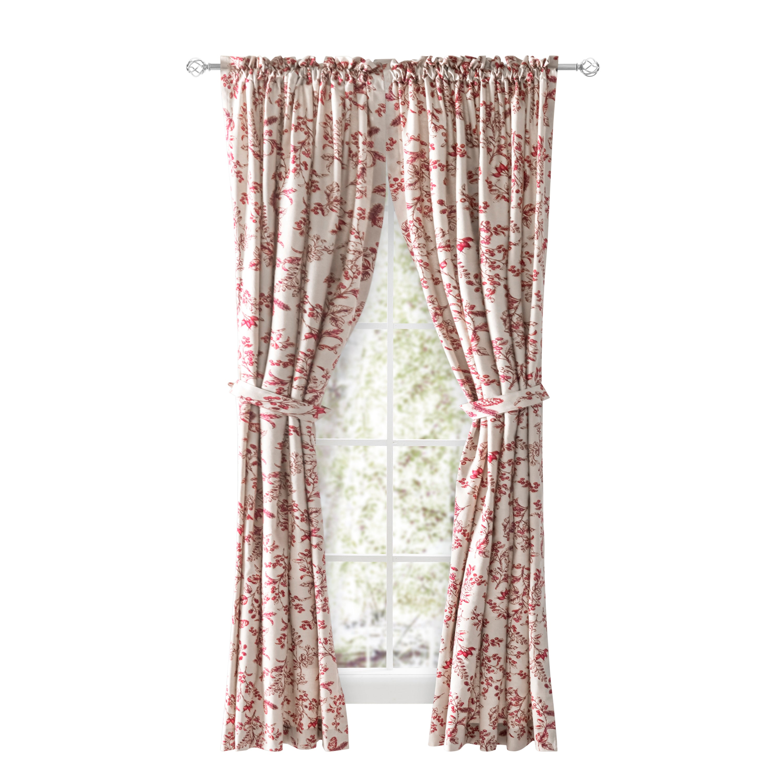 Waverly Gardens Tailored Panel Pair w/ Tie Backs
