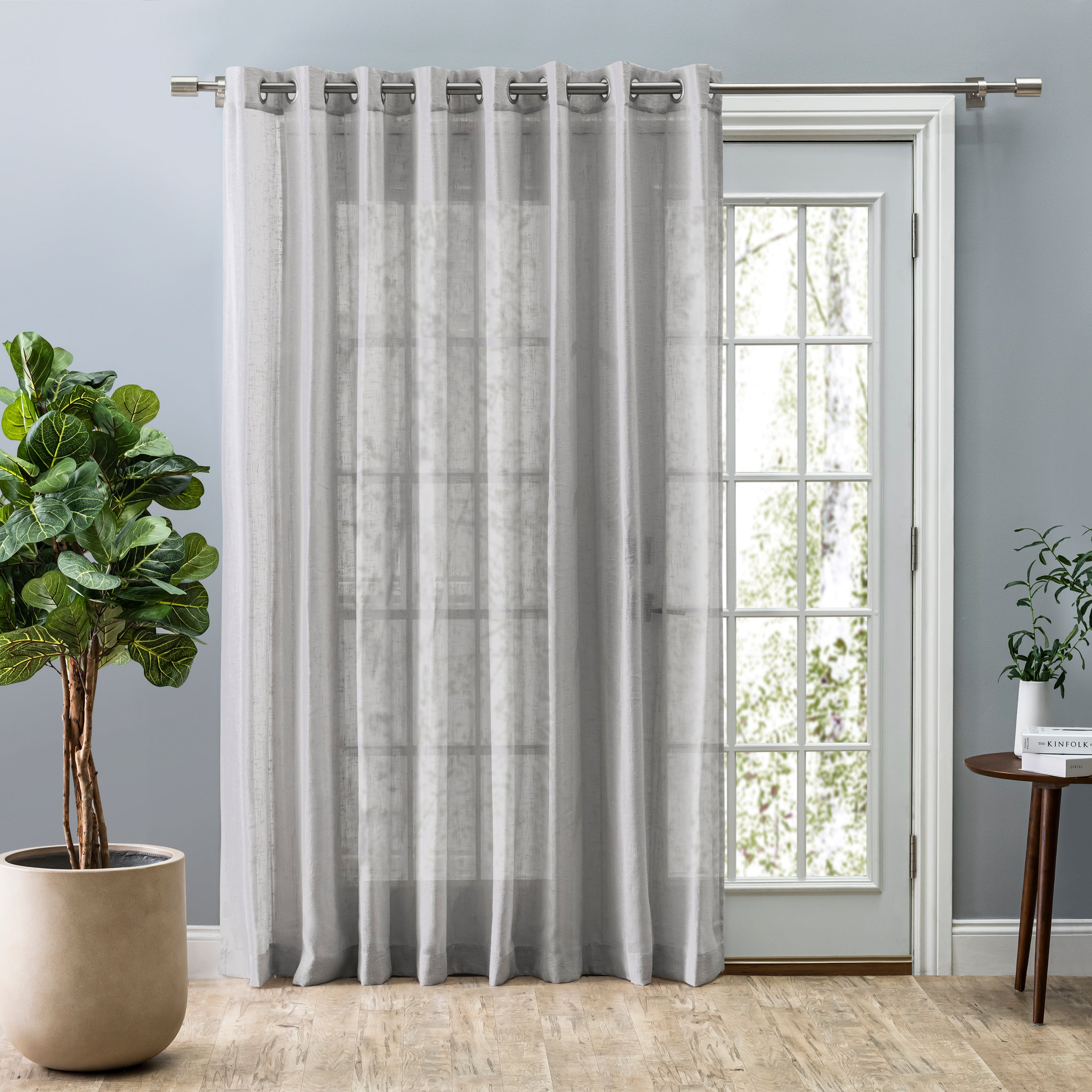 Shannon Sheer Linen Grommet Patio Panel w/Wand