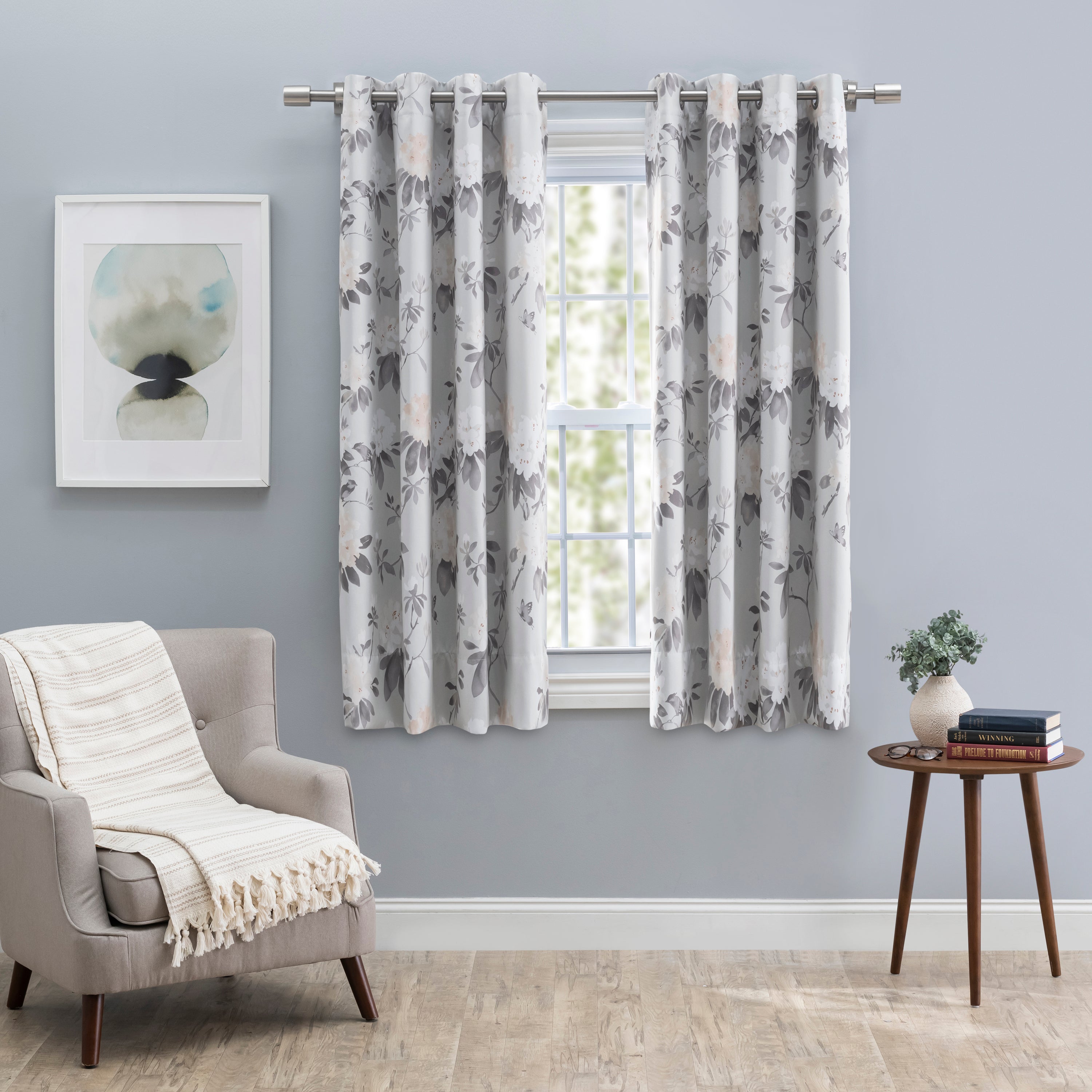 Mystic Garden Floral Blackout Grommet Panel w/Wand