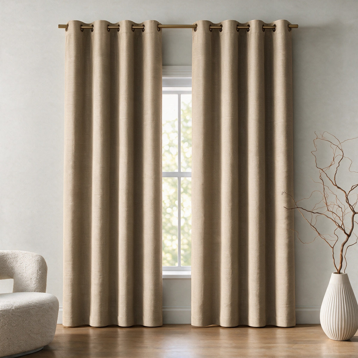 Grasscloth Lined Grommet Panel w/Wand