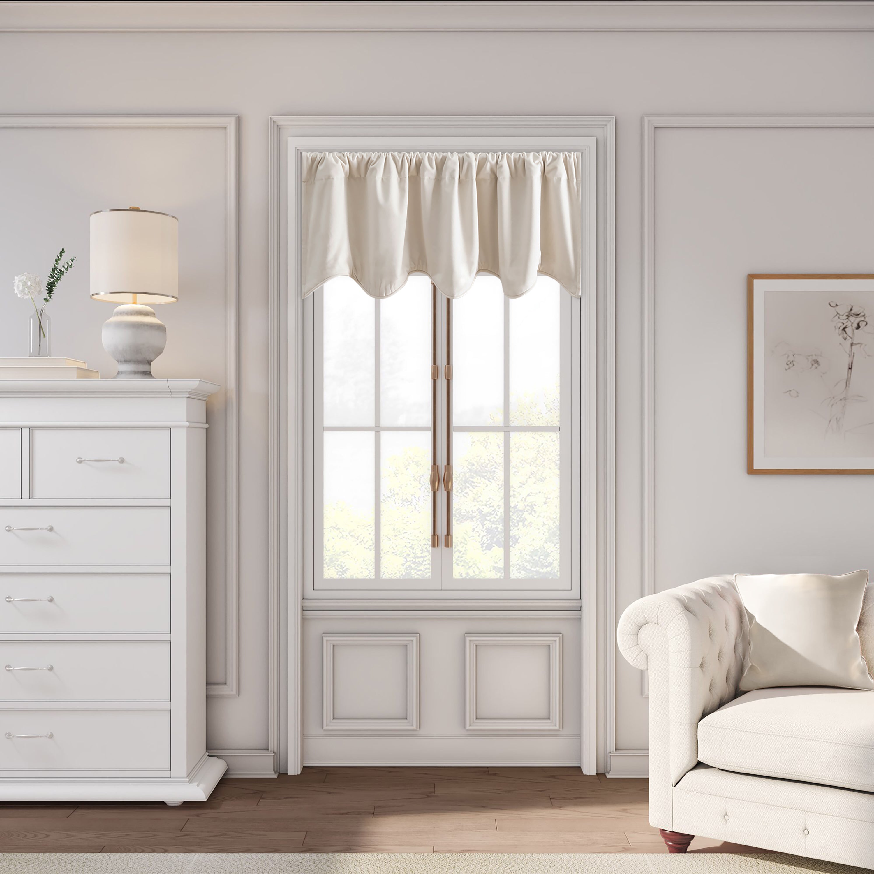 Velvet Rod Pocket w/Back Tabs Scalloped Valance w/Backout Lining