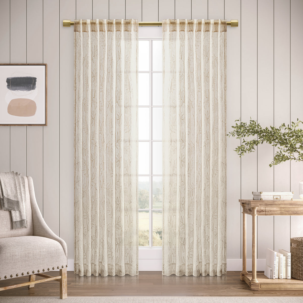Sheer Leaf Rod Pocket w/Back Tabs Panel