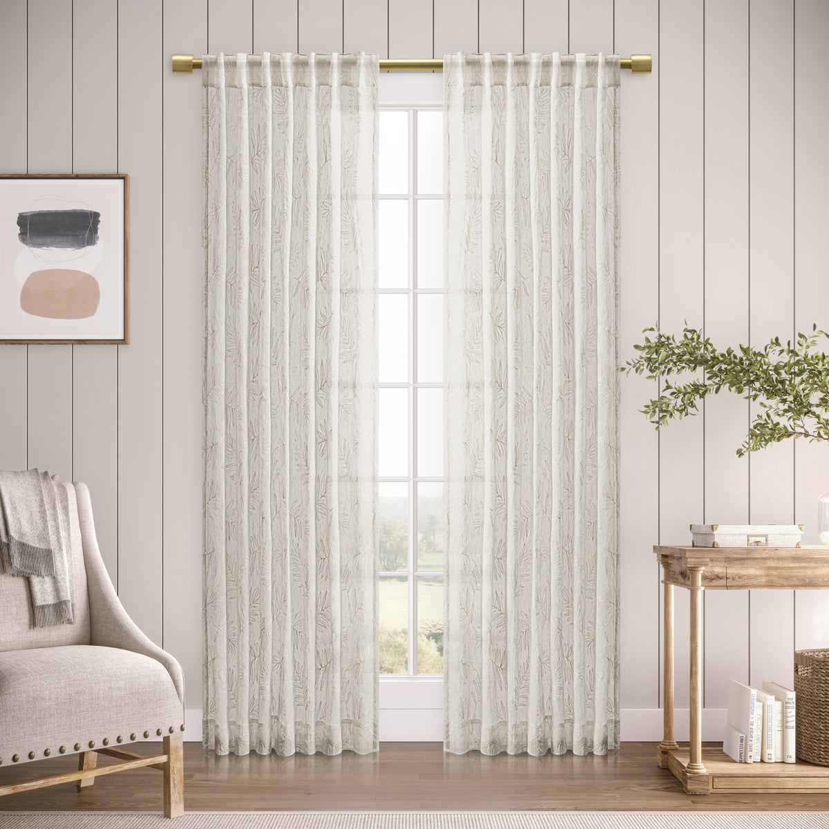 Sheer Leaf Rod Pocket w/Back Tabs Panel