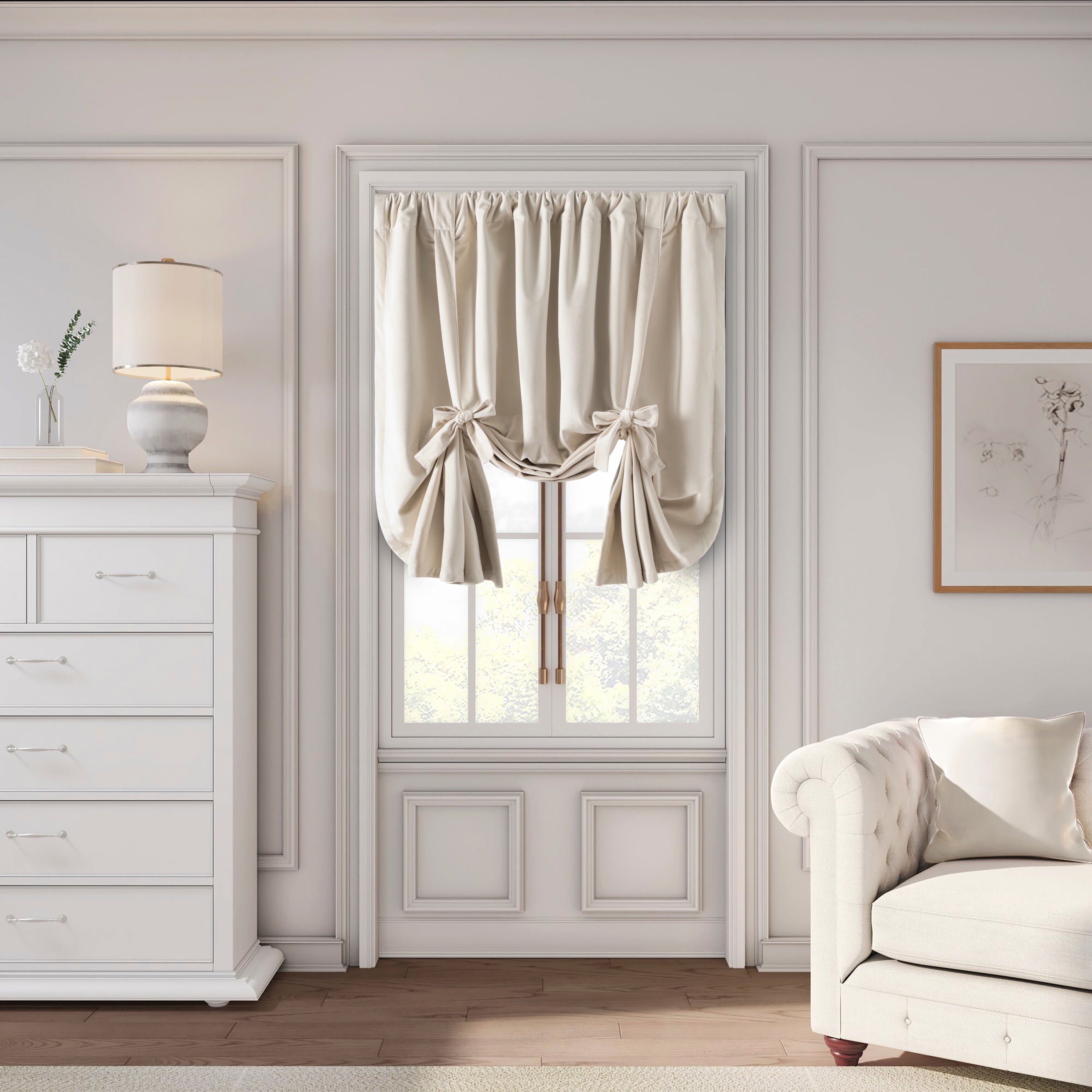 Velvet Rod Pocket w/Back Tabs Tie-Up Panel w/Backout Lining