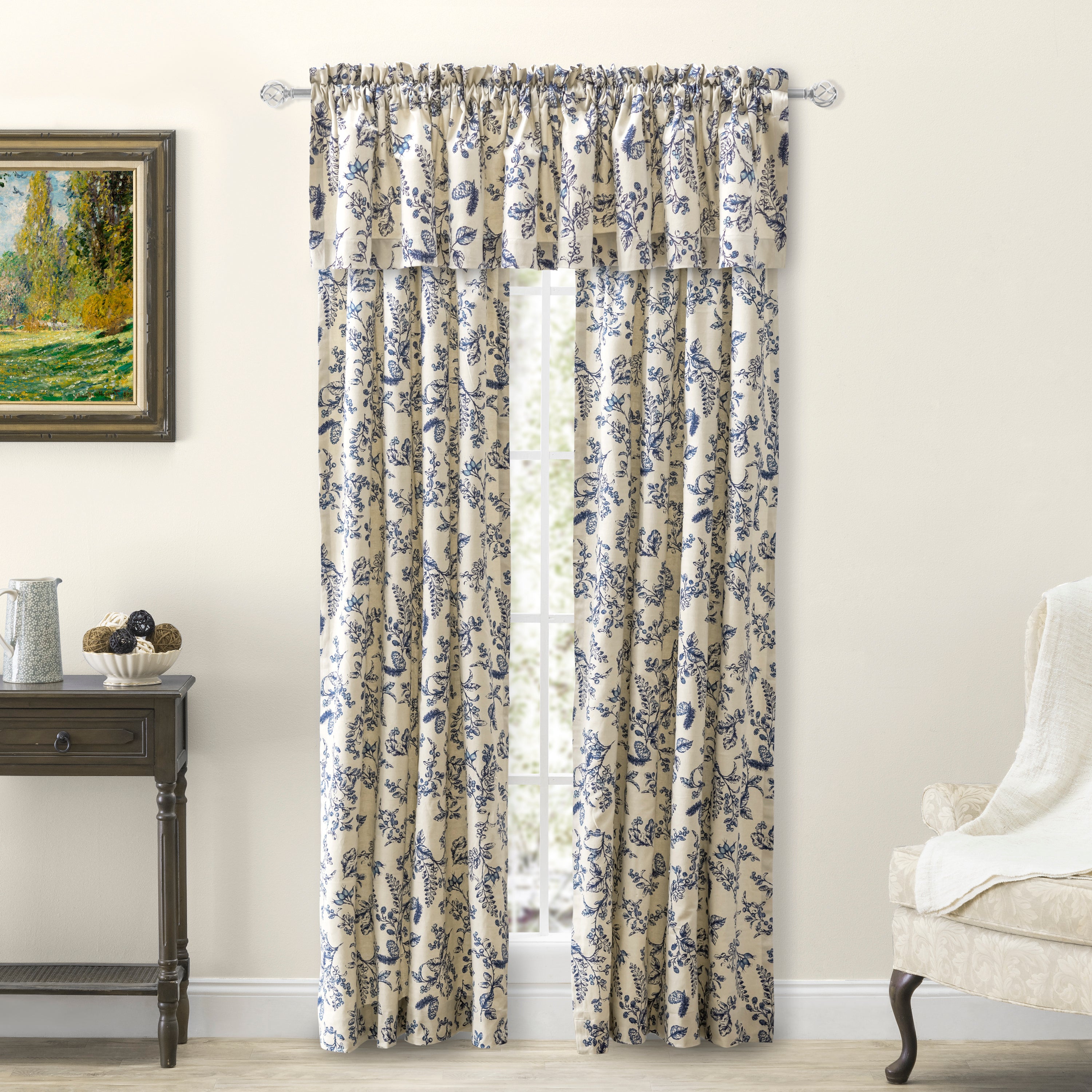 Waverly Gardens Tailored Panel Pair w/ Tie Backs