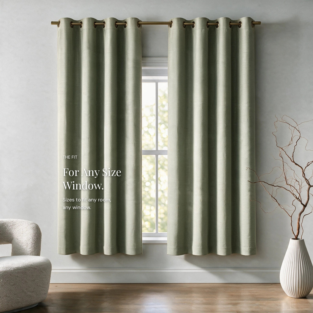 Grasscloth Lined Grommet Panel w/Wand