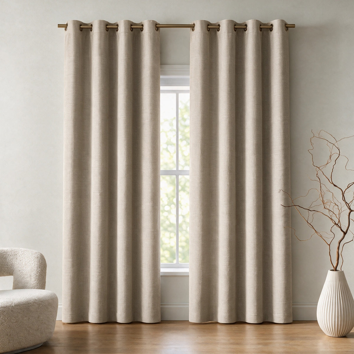 Grasscloth Lined Grommet Panel w/Wand