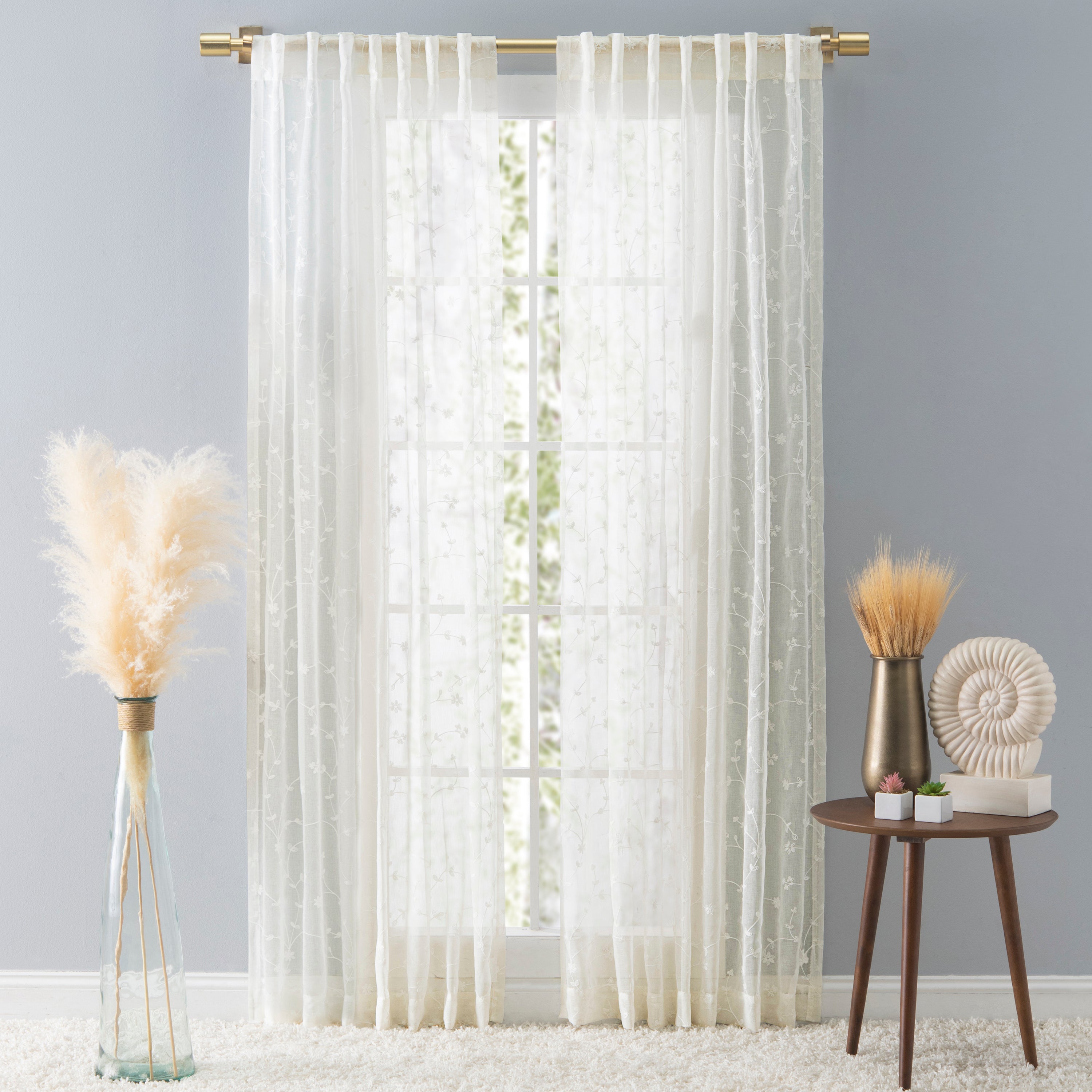 Ricardo Sheer Blossom Rod Pocket with Back Tab Panel