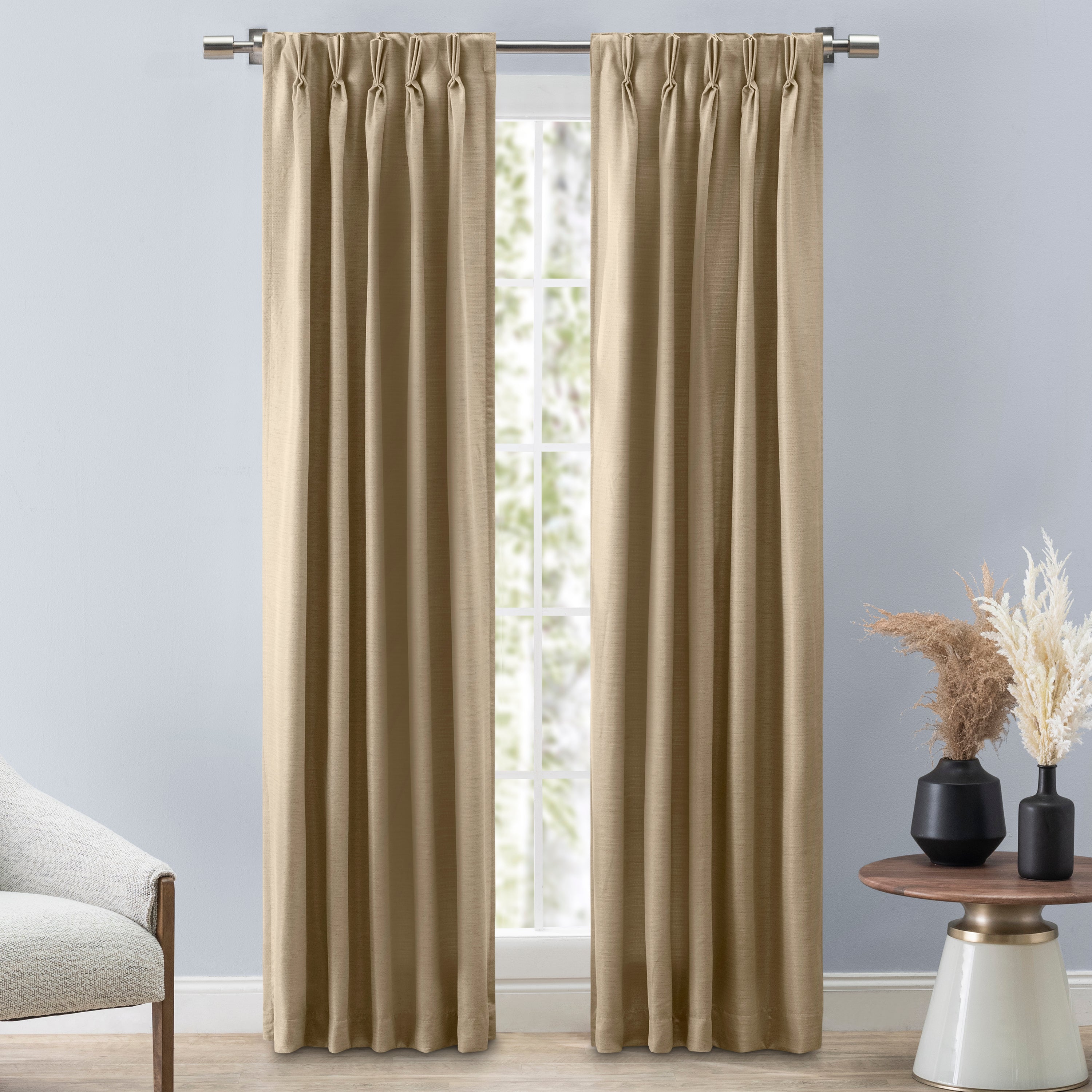 Grasscloth 2/Way Pinch Pleated w/Back Tabs Pair – Ricardo