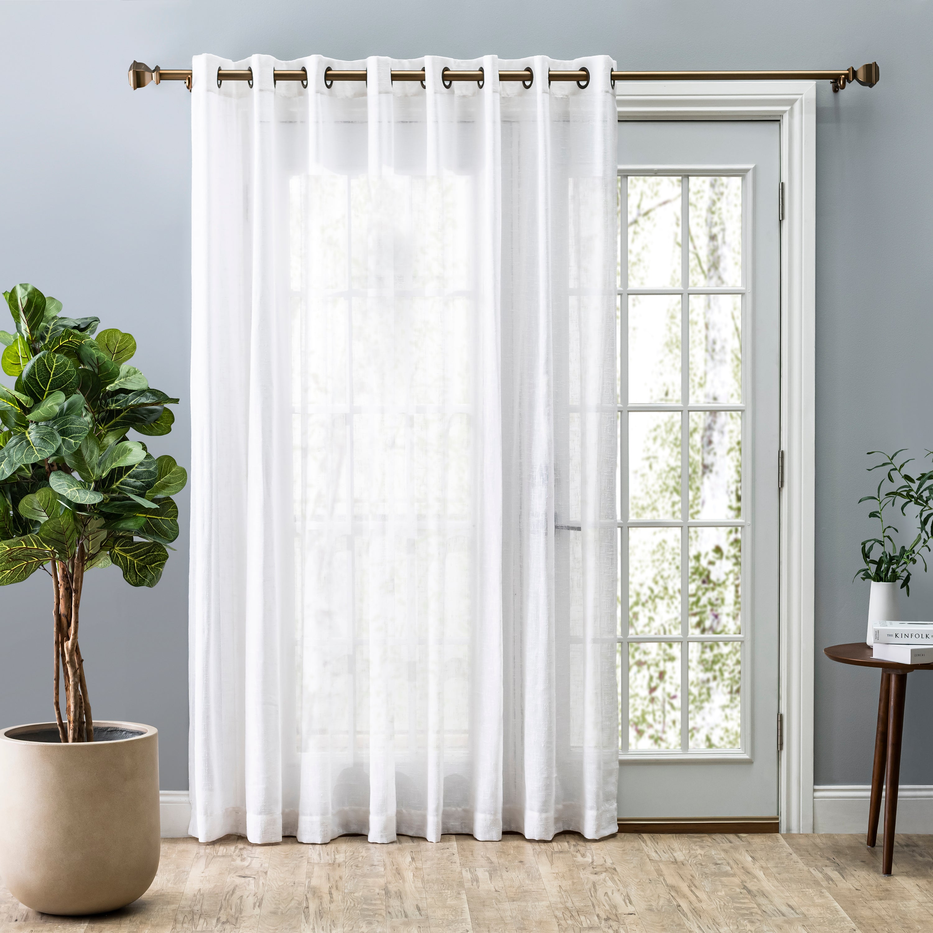 Shannon Sheer Linen Grommet Patio Panel w/Wand