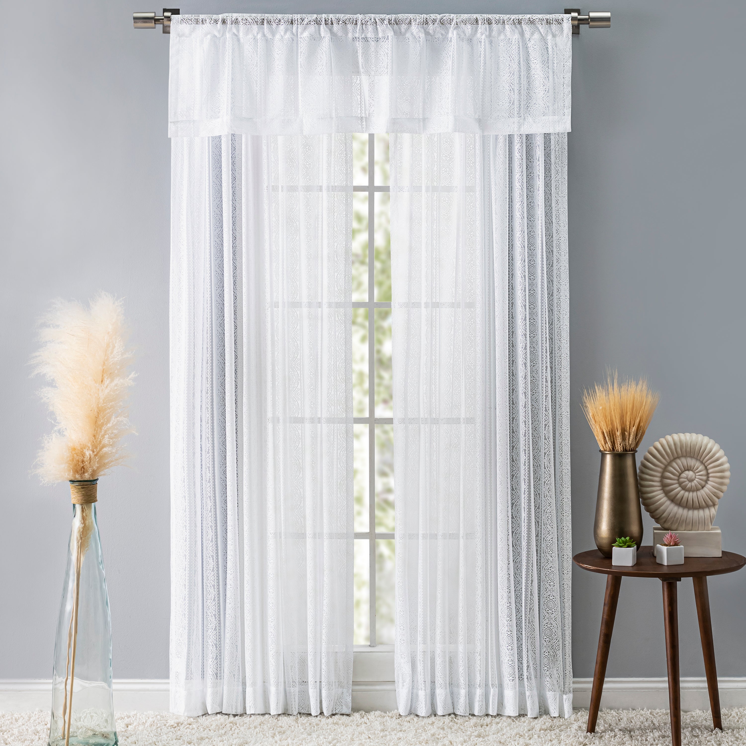 Striped Lace 3" Rod Pocket (No Header) Panel