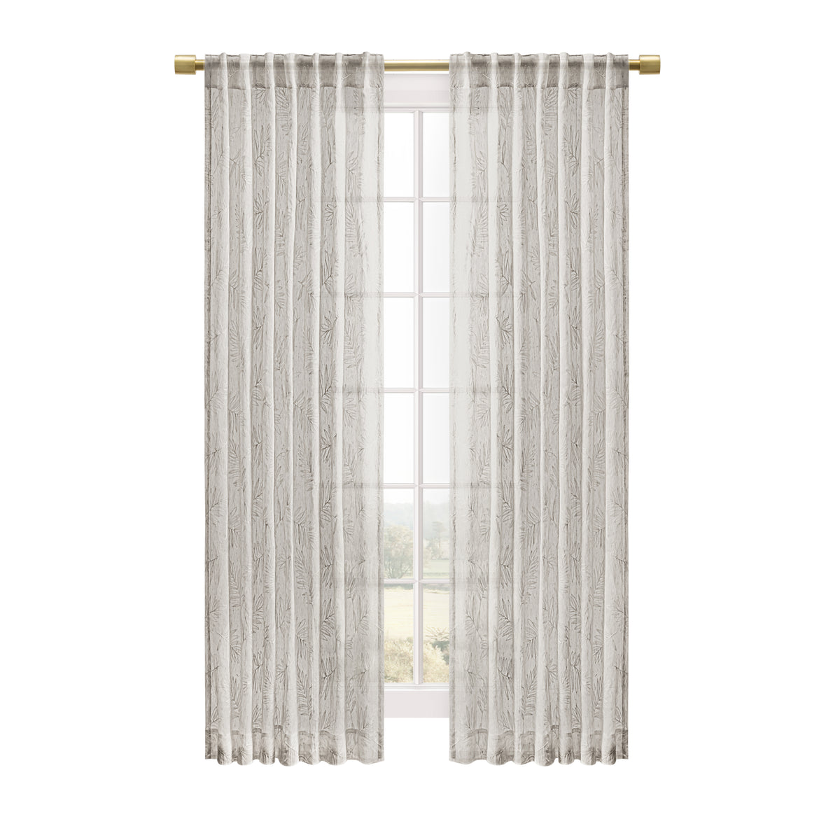 Sheer Leaf Rod Pocket w/Back Tabs Panel