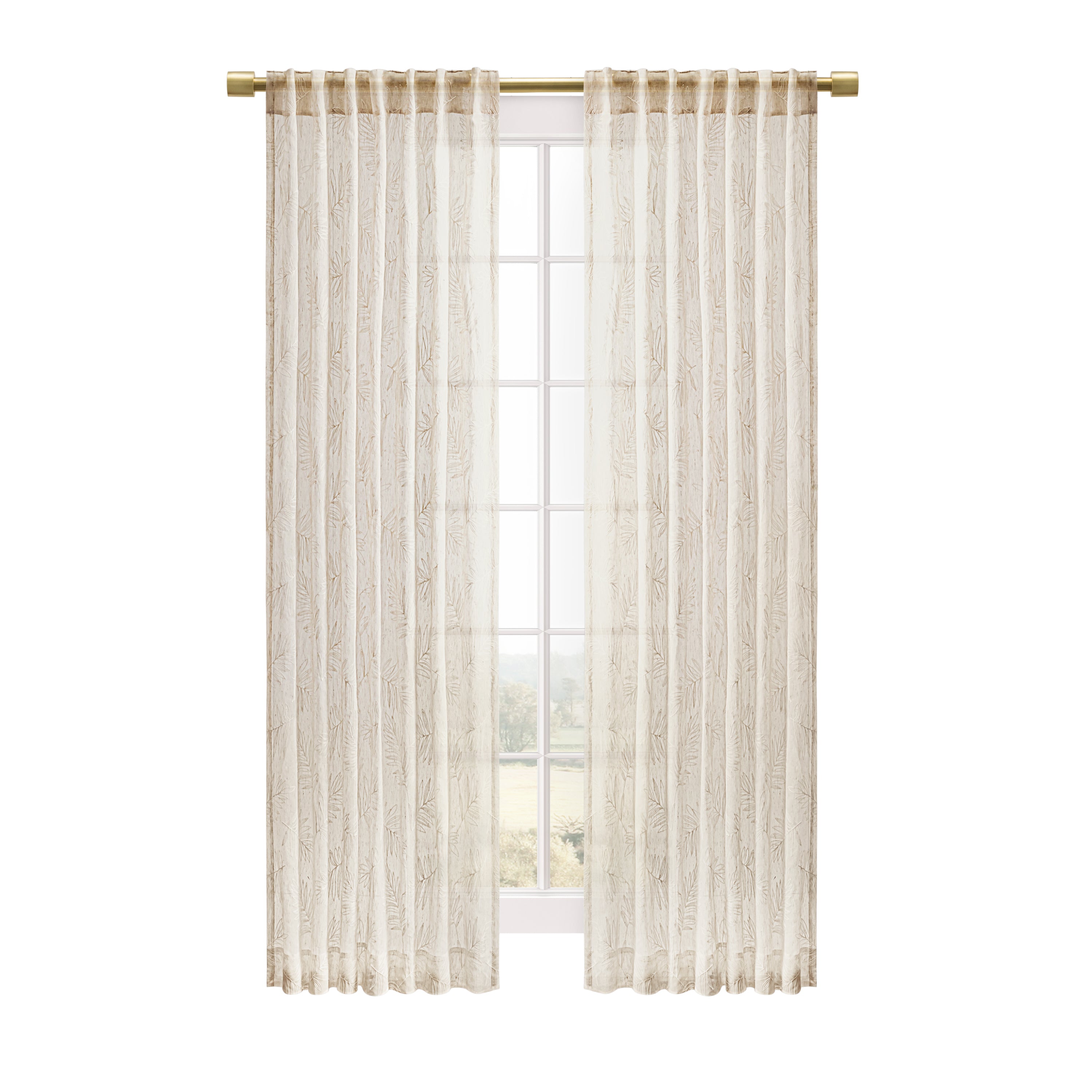 Sheer Leaf Rod Pocket w/Back Tabs Panel
