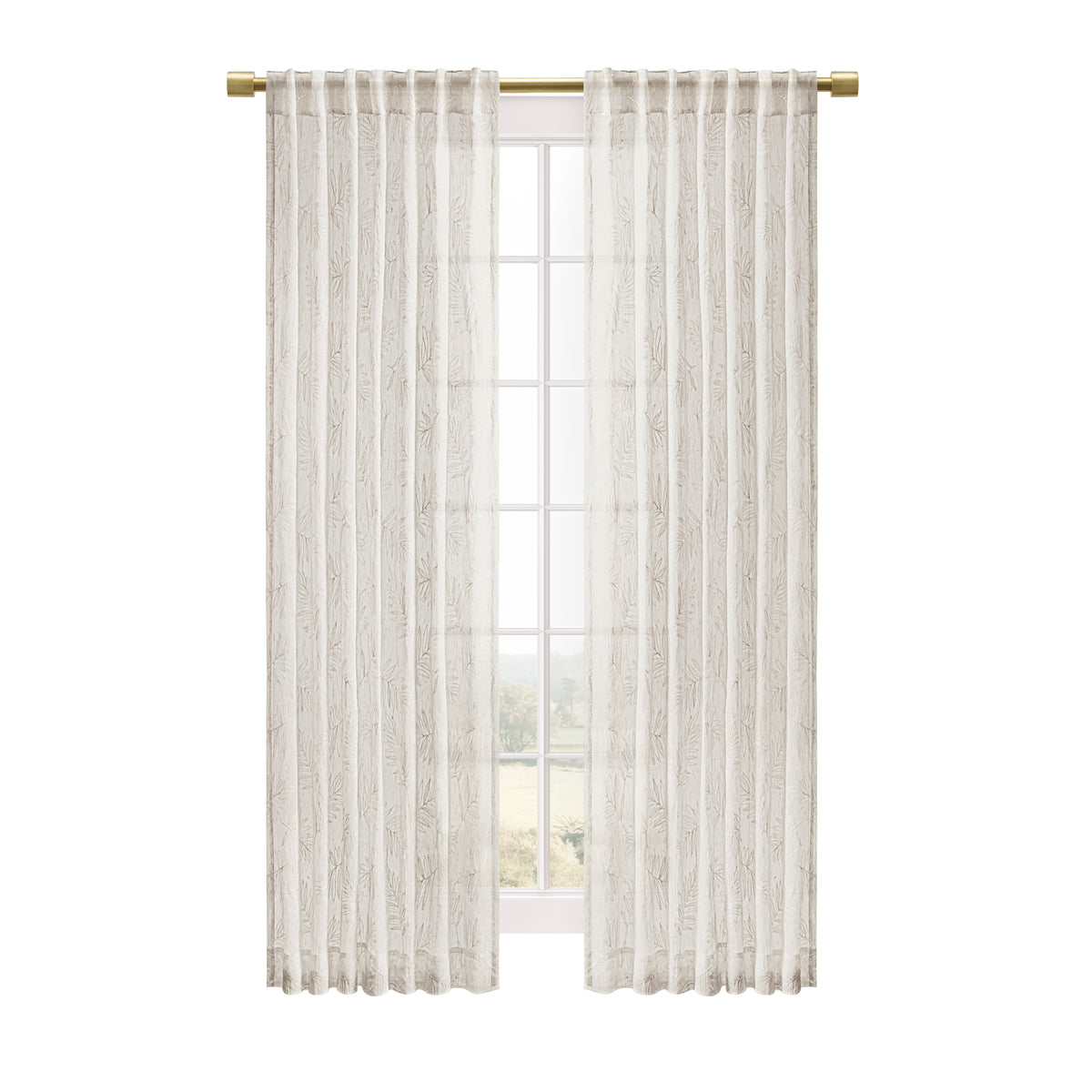 Sheer Leaf Rod Pocket w/Back Tabs Panel