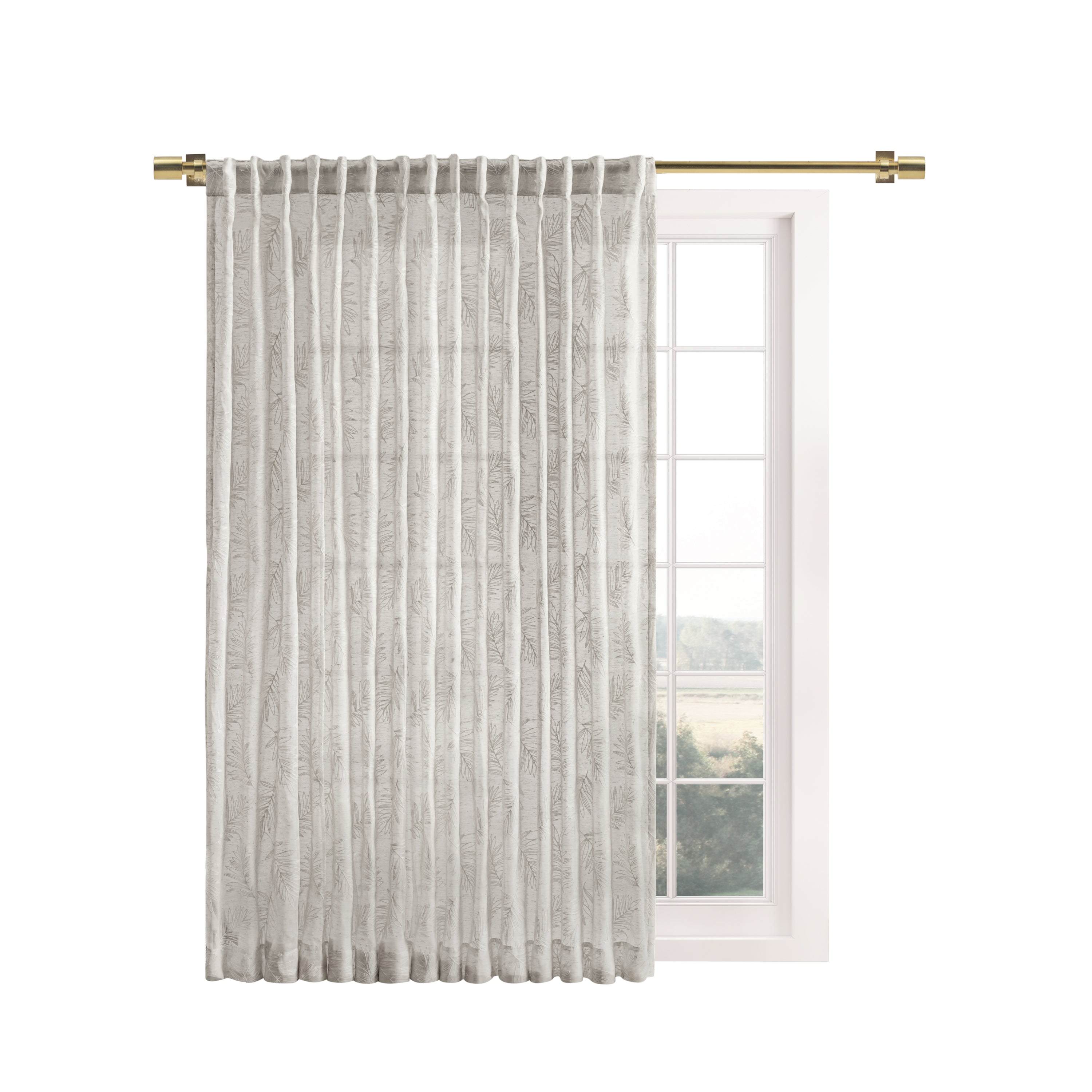 Sheer Leaf Rod Pocket w/Back Tabs Patio Panel