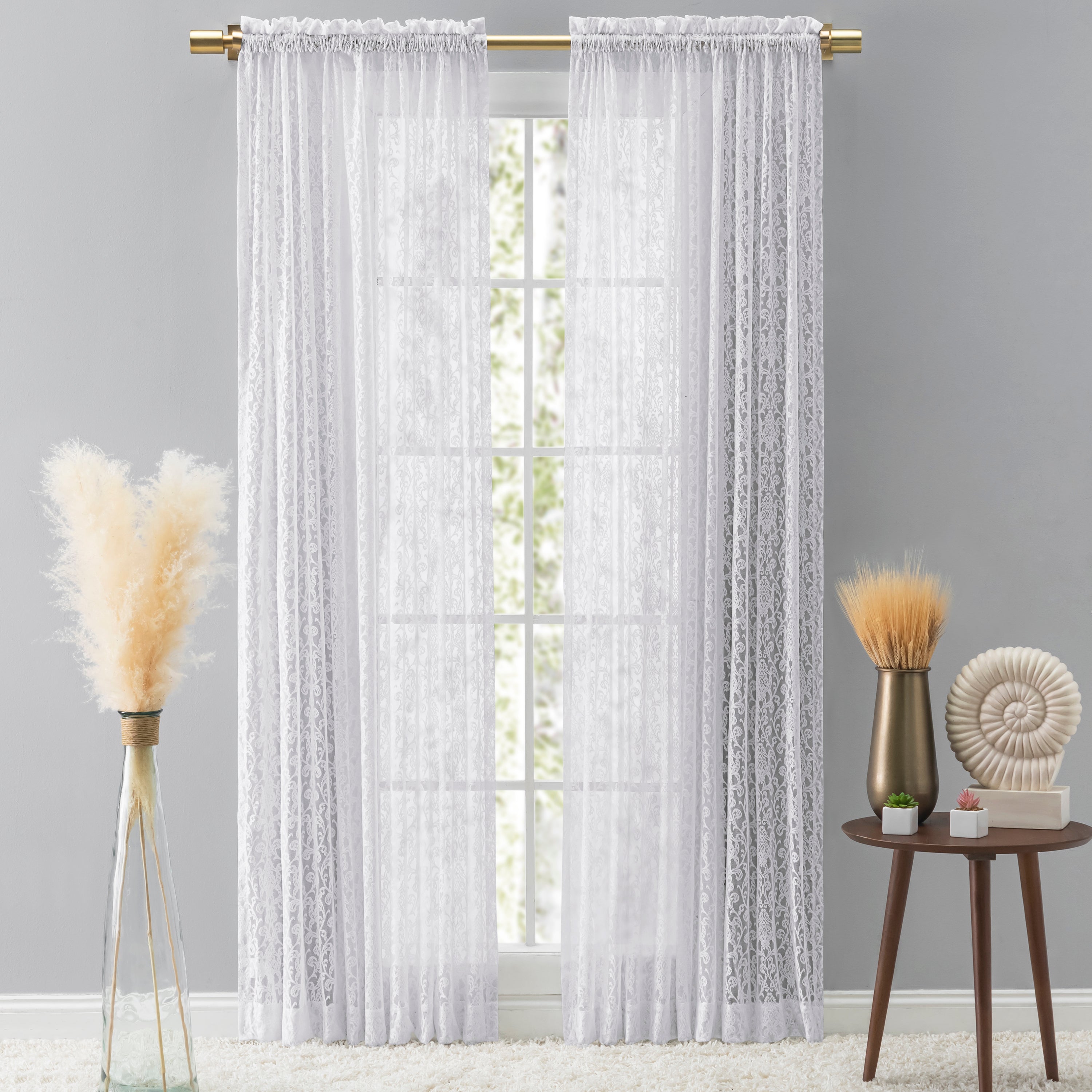 Woven Lace Rod Pocket w/Header Panel